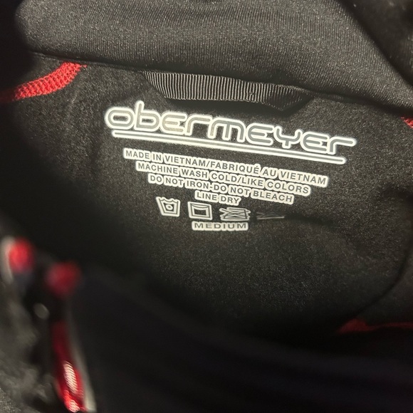 Men obermeyer black/red fleece pullover size Medium M jacket top ski - Picture 3 of 3